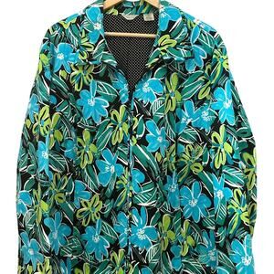 Laura Ashley Tropical Floral Fitted Jacket Blazer Womens 3X Full Zip Lined